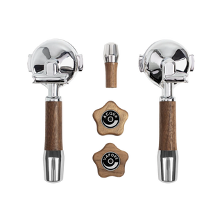 Wiedemann Griffset elegant für ECM Technika / Mechanika IV und Mechanika Slim mit Drehrädern Siebträger Maschine, Nussbaum 1002002 - Kaffeewelt